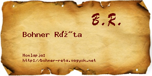 Bohner Réta névjegykártya